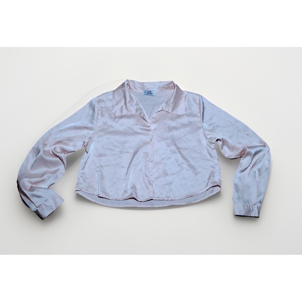 Jon & Anna Shirt Women's Small Pink Satin Button Up Long Sleeve Collared Top
